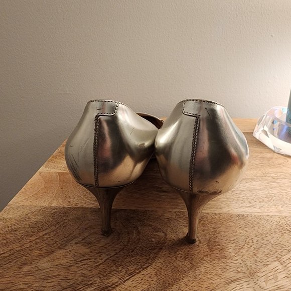 Jimmy Choo Metallic Kitten Heels - Picture 2 of 2